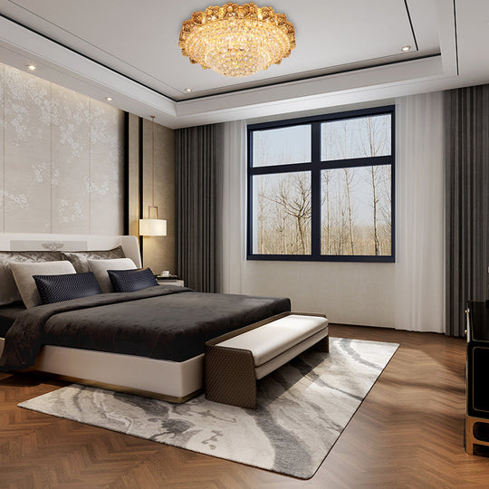 Gold Integrated Led Crystal Ceiling Flush Mount Light 16/23.5 Wide / 16