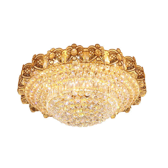 Gold Integrated Led Crystal Ceiling Flush Mount Light 16/23.5 Wide