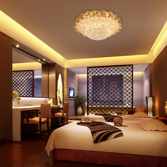 Gold Integrated Led Crystal Ceiling Flush Mount Light 16/23.5 Wide