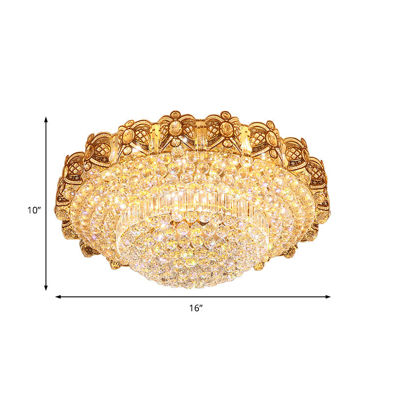 Gold Integrated Led Crystal Ceiling Flush Mount Light 16’/23.5’ Wide