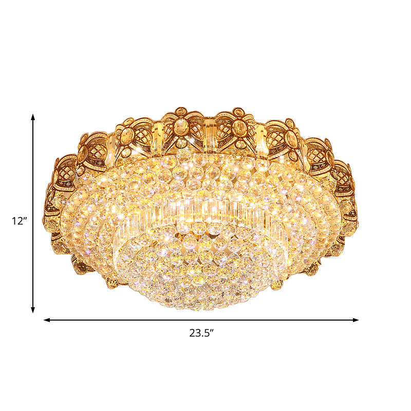 Gold Integrated Led Crystal Ceiling Flush Mount Light 16/23.5 Wide