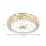 Led Crystal Flush Mount Fixture With Gold Finish For Modern Bedroom