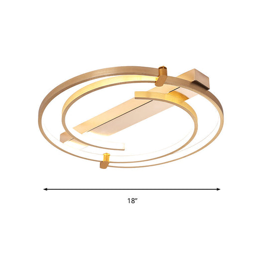 Minimalist Gold Flush Mount Ceiling Light Fixture - 18’/23.5’ W Ring For Bedrooms