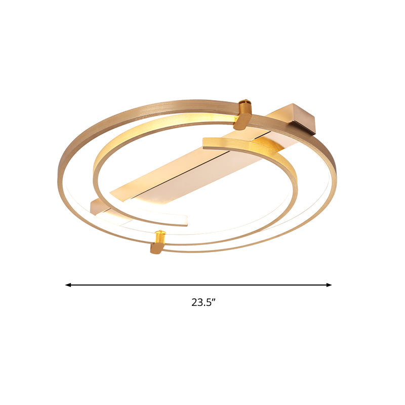 Minimalist Gold Flush Mount Ceiling Light Fixture - 18’/23.5’ W Ring For Bedrooms