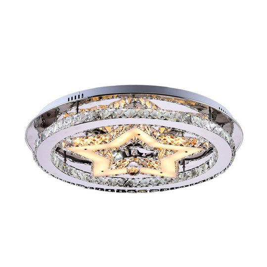 Contemporary Star Semi Flush Pendant Light With Clear Crystal Shade - Led Ceiling Lighting In