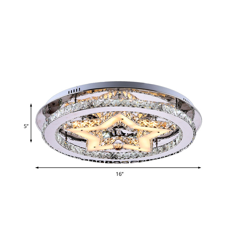 Contemporary Star Semi Flush Pendant Light With Clear Crystal Shade - Led Ceiling Lighting In