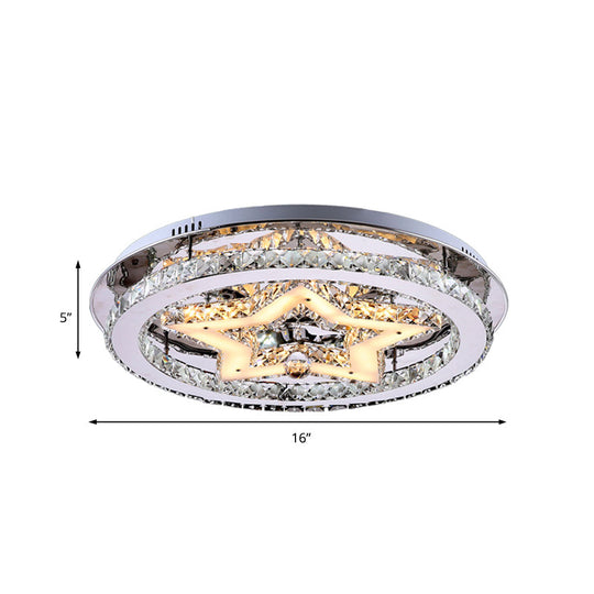 Contemporary Star Semi Flush Pendant Light With Clear Crystal Shade - Led Ceiling Lighting In