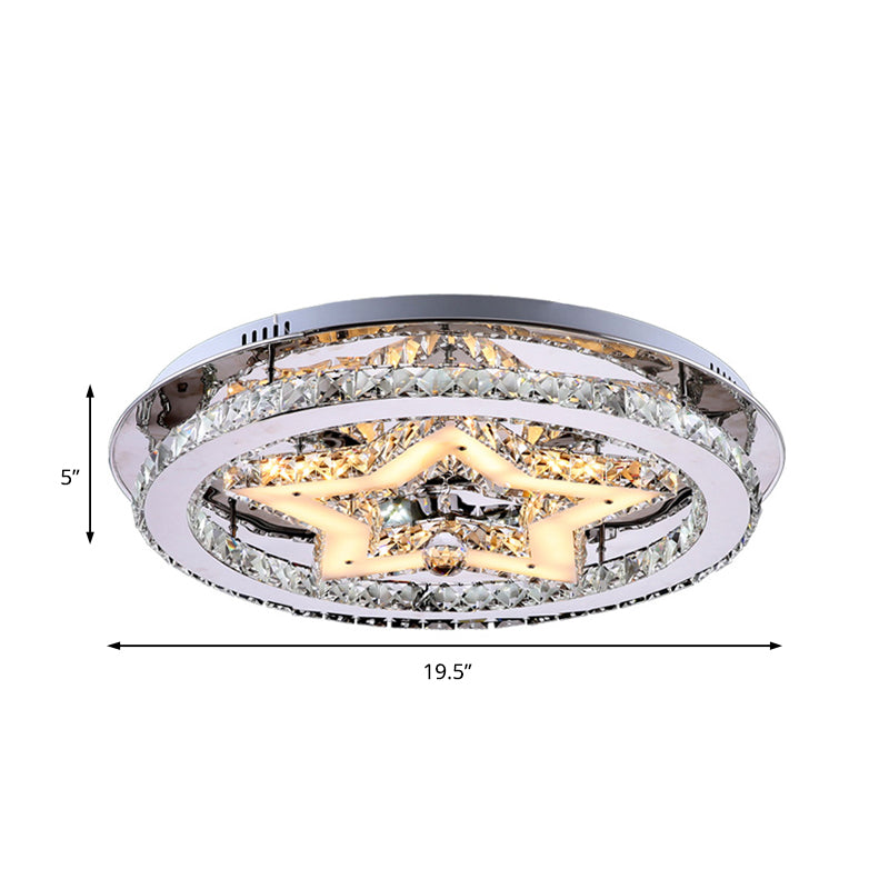 Contemporary Star Semi Flush Pendant Light With Clear Crystal Shade - Led Ceiling Lighting In