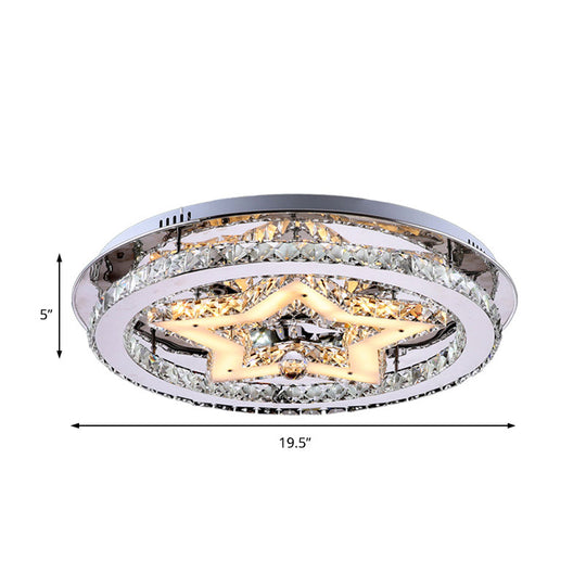 Contemporary Star Semi Flush Pendant Light With Clear Crystal Shade - Led Ceiling Lighting In