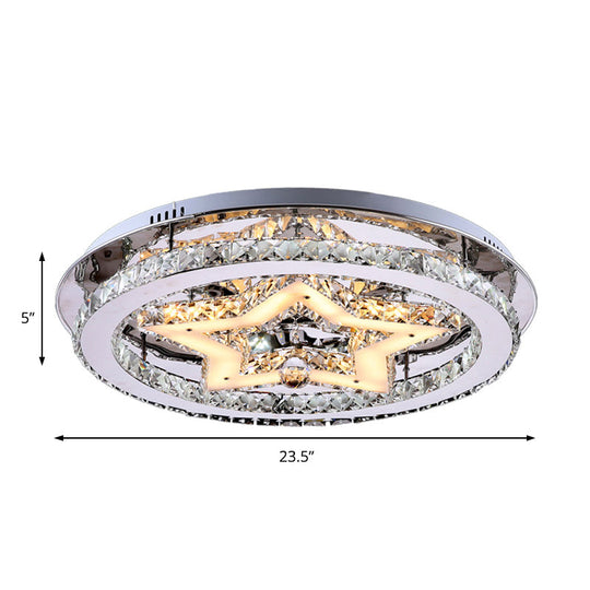 Contemporary Star Semi Flush Pendant Light With Clear Crystal Shade - Led Ceiling Lighting In