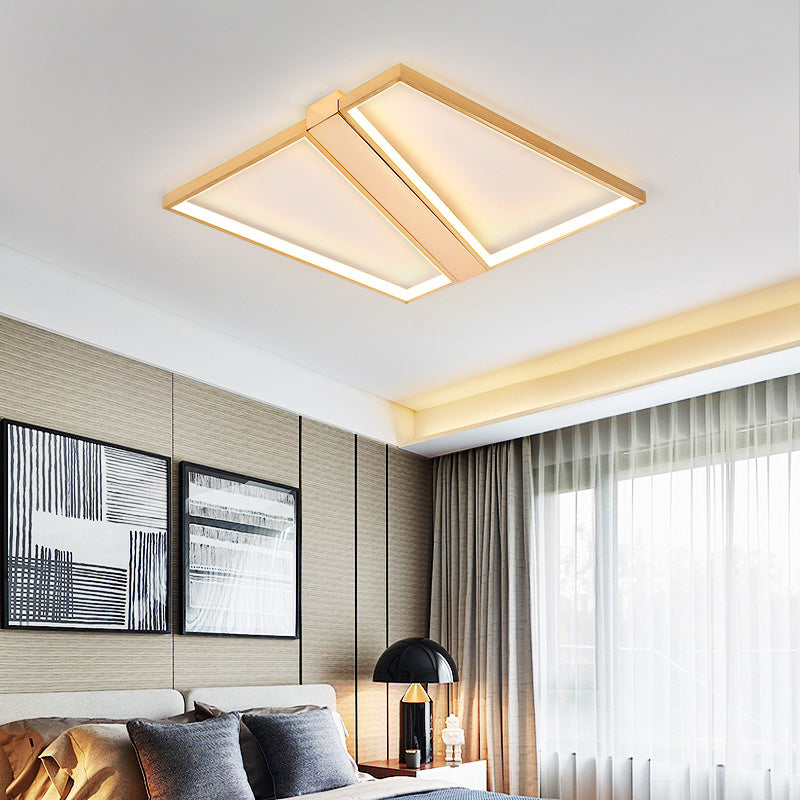 Square Gold Metal Flush Mount Ceiling Light For Modern Bedroom - 18/23.5 W Led Warm/White / 18 Warm