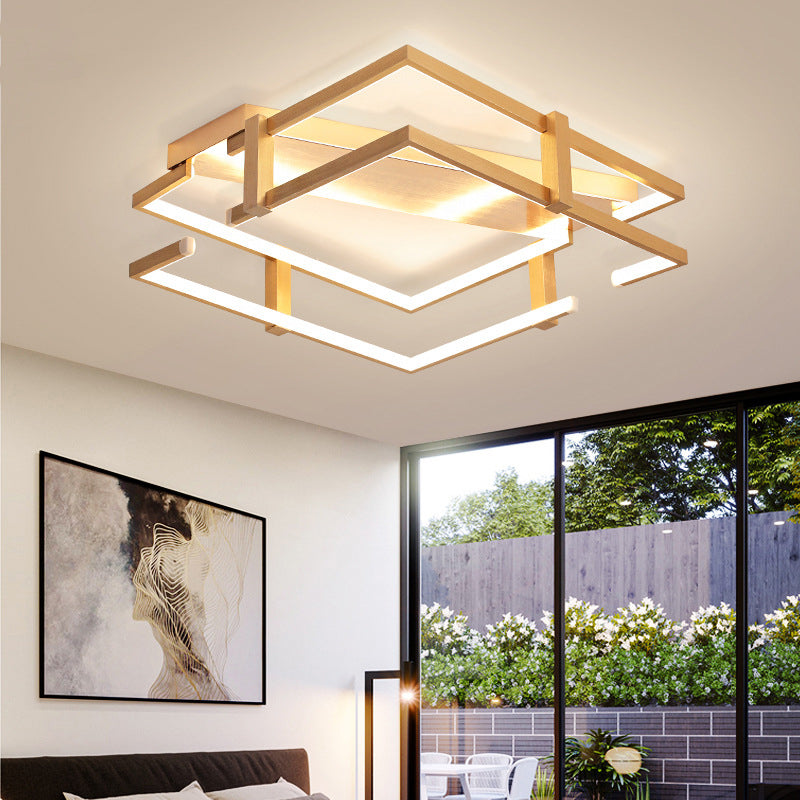 Nordic Gold Led Bedroom Ceiling Lamp Aluminum Frame Flush Mount Light Fixture In Warm/White