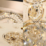 Vintage Led Flush Mount Ceiling Lamp With Etched Design Clear Crystal Accents And White Glass Circle