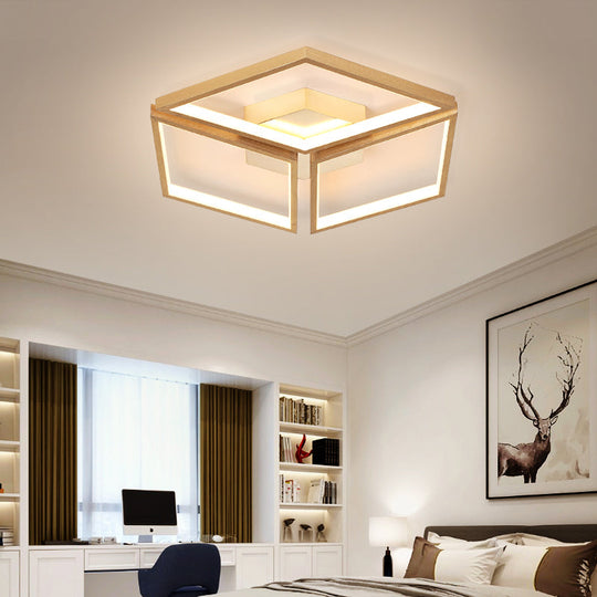Nordic Metal Integrated Led Rhombus Flush Ceiling Light In Warm/White 18’/23.5’ W Gold / 18’ White