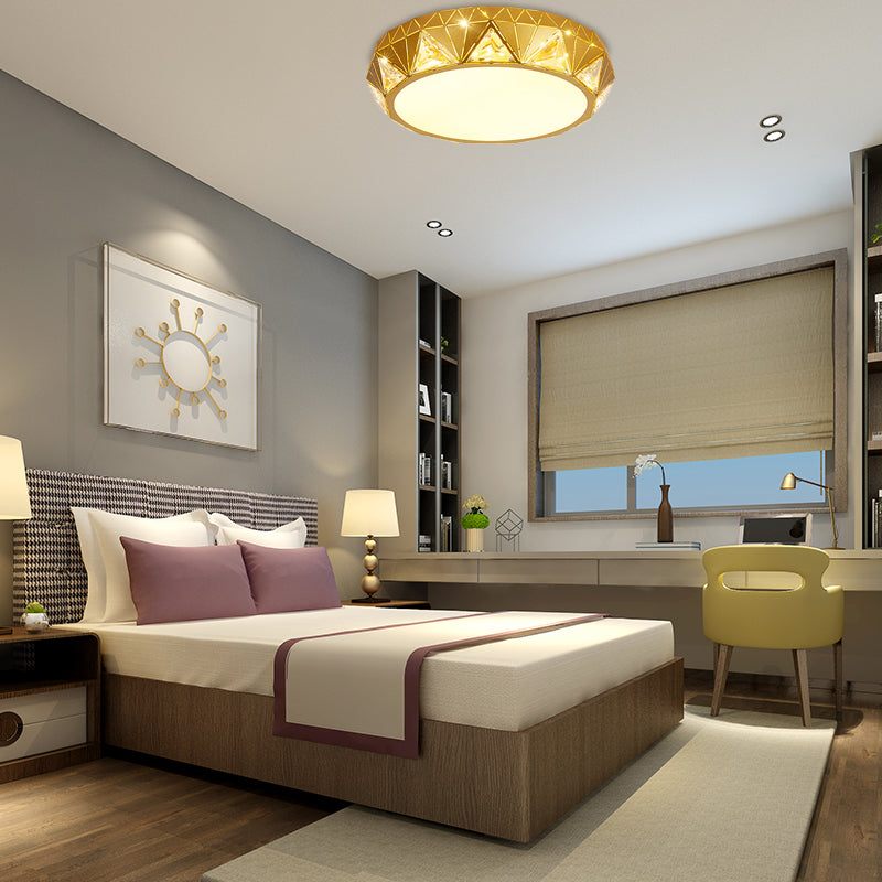 Modern Geometric Led Ceiling Lamp With Crystal Accent In White/Gold 12/18 W Gold / 12