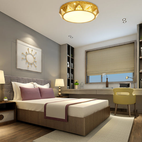 Modern Geometric Led Ceiling Lamp With Crystal Accent In White/Gold 12/18 W Gold / 12