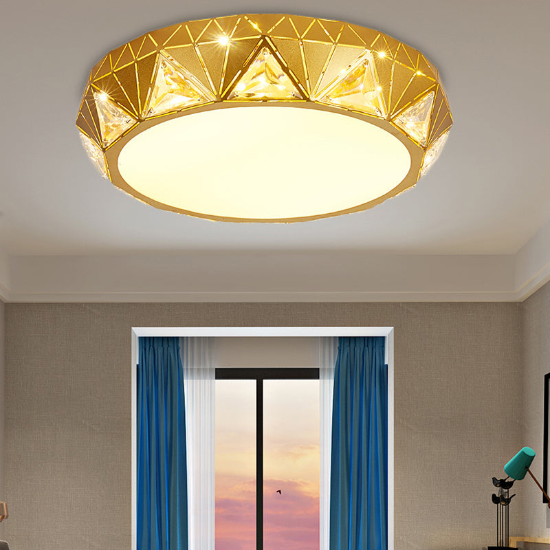 Modern Geometric Led Ceiling Lamp With Crystal Accent In White/Gold 12/18 W Gold / 18