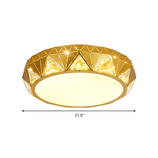 Modern Geometric Led Ceiling Lamp With Crystal Accent In White/Gold 12/18 W