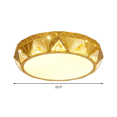 Modern Geometric Led Ceiling Lamp With Crystal Accent In White/Gold 12/18 W