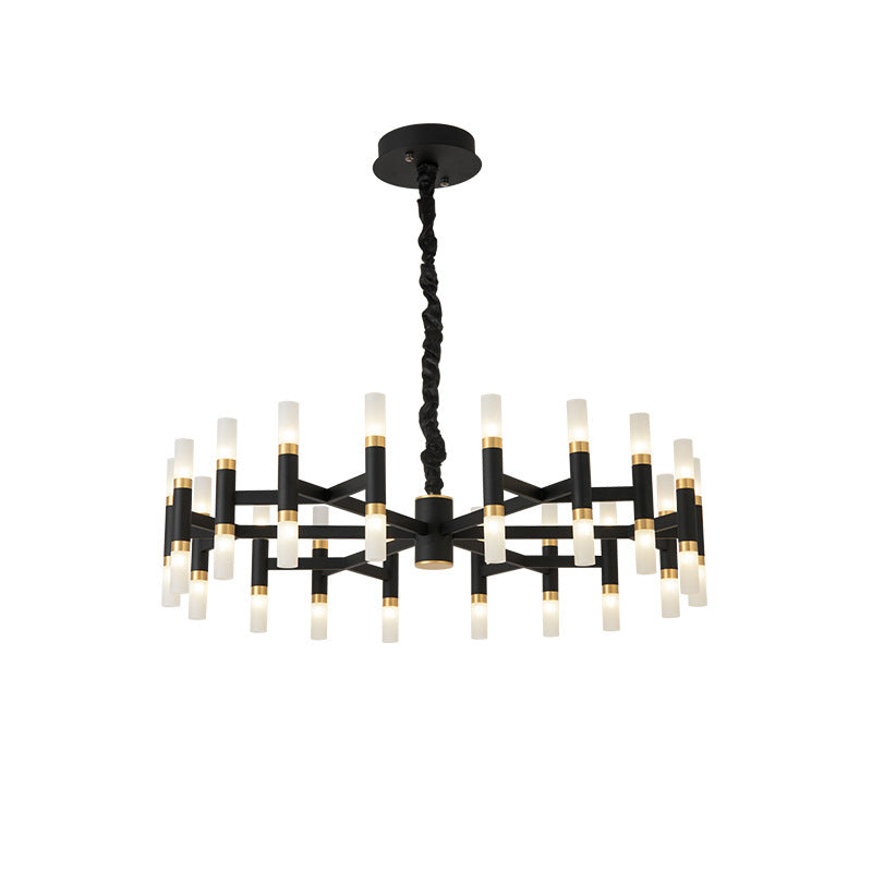 Modern Led Bedroom Chandelier - 24/36/60 Lights Tubular Iron Shade Black/White Pendant