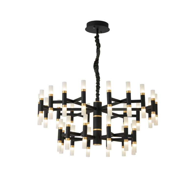 Modern Led Bedroom Chandelier - 24/36/60 Lights Tubular Iron Shade Black/White Pendant