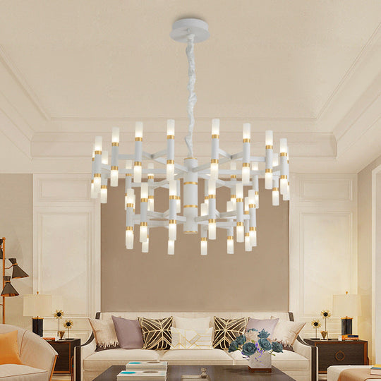 Modern Led Bedroom Chandelier - 24/36/60 Lights Tubular Iron Shade Black/White Pendant