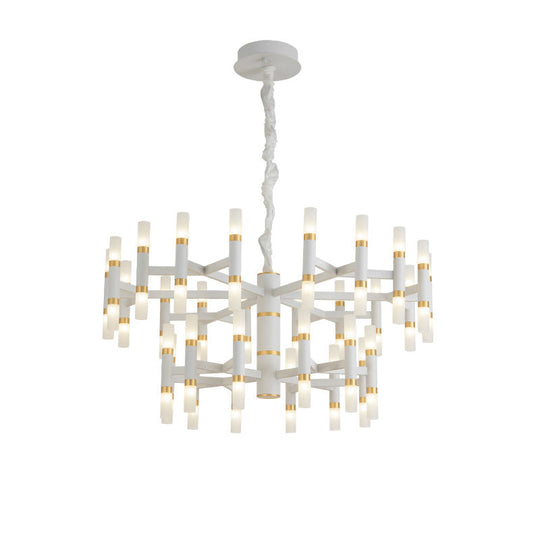 Modern Led Bedroom Chandelier - 24/36/60 Lights Tubular Iron Shade Black/White Pendant