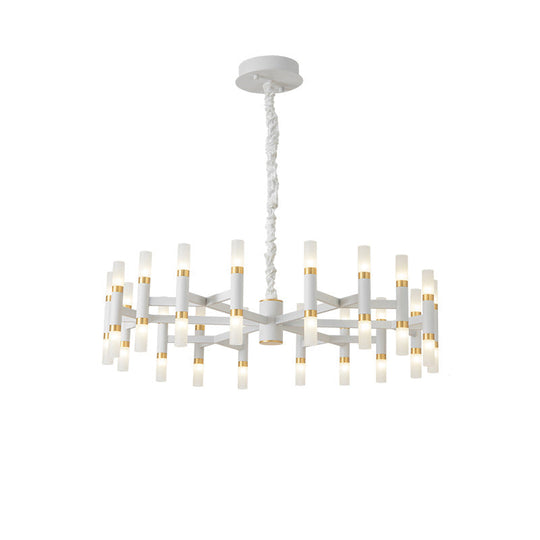Modern Led Bedroom Chandelier - 24/36/60 Lights Tubular Iron Shade Black/White Pendant