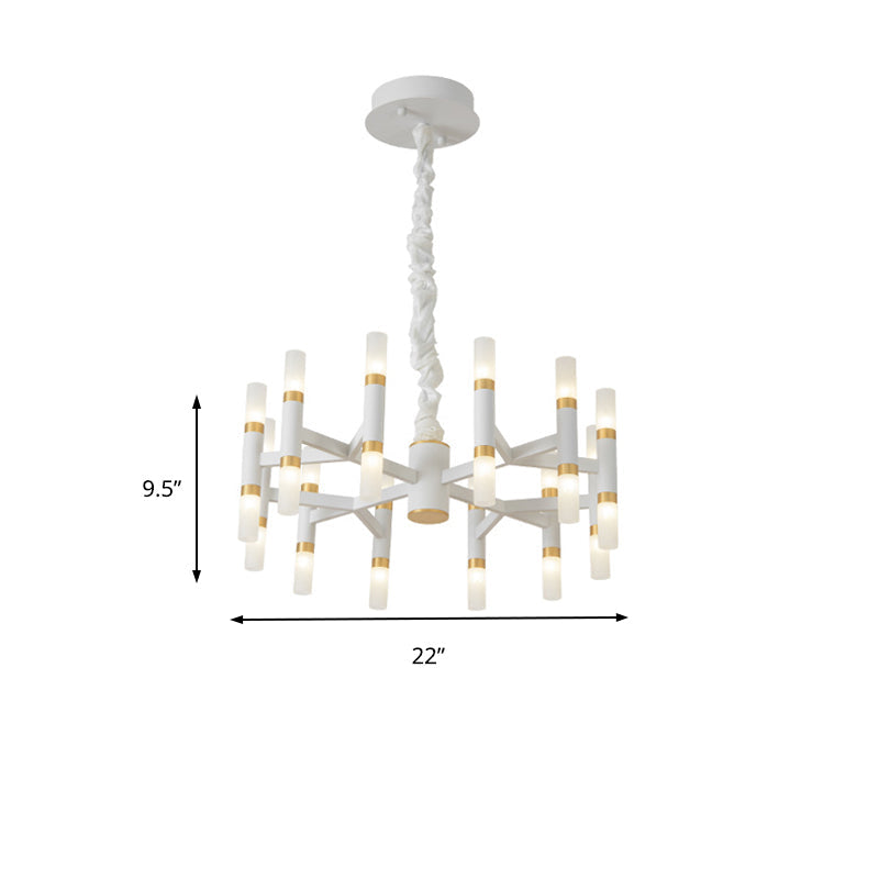 Modern Led Bedroom Chandelier - 24/36/60 Lights Tubular Iron Shade Black/White Pendant