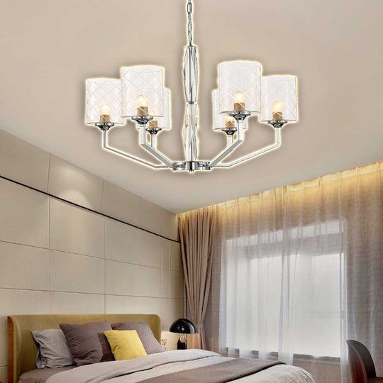 Sleek Glass Up Chandelier 6/8-Light Ceiling Lighting Fixture In Chrome 6 /