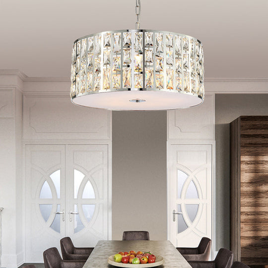 Sleek 5-Light Crystal Chandelier In Chrome With Diffuser – Elegant Hanging Ceiling Fixture