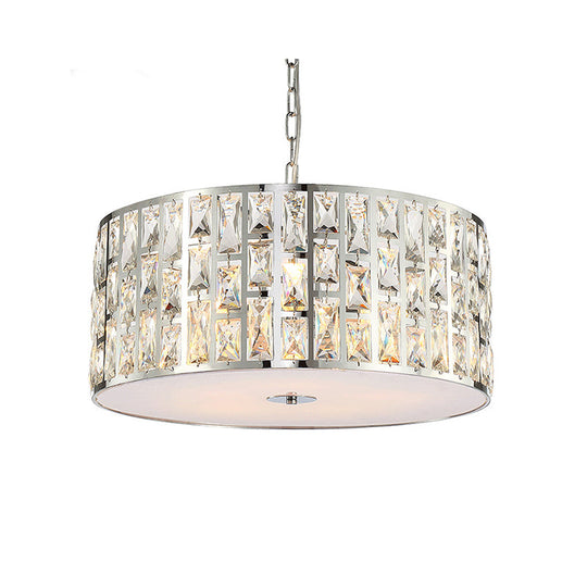 Sleek 5-Light Crystal Chandelier In Chrome With Diffuser – Elegant Hanging Ceiling Fixture