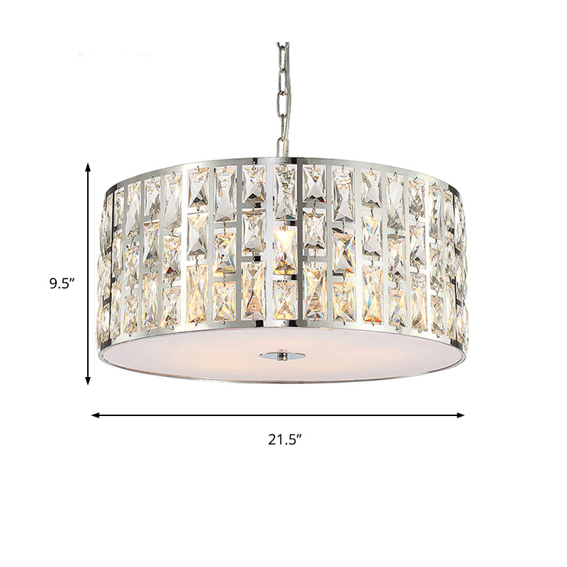 Sleek 5-Light Crystal Chandelier In Chrome With Diffuser – Elegant Hanging Ceiling Fixture