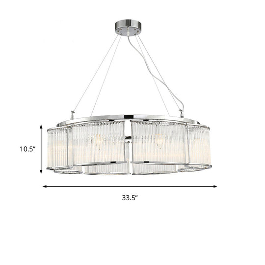 Modern Crystal Round Ceiling Chandelier - 29.5’/33.5’ Wide Chrome Pendant Light Fixture