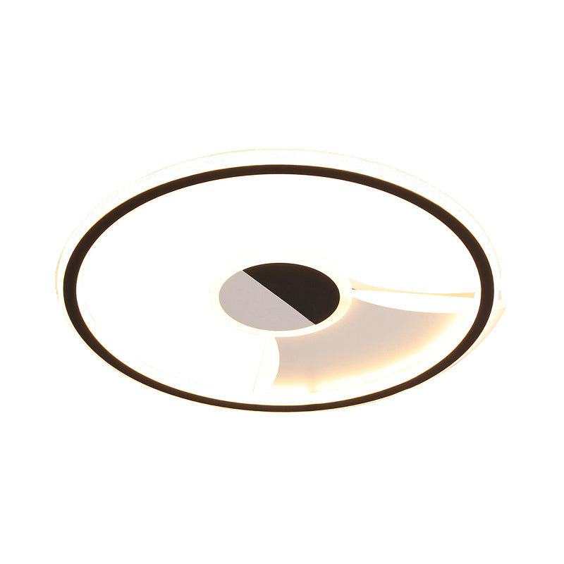 Simple Style Led Acrylic Flush Ceiling Light – Black/White 16’/19.5’/23.5’ Dia Lamp For