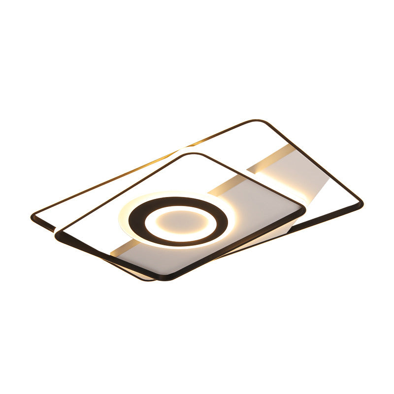 Contemporary Black Acrylic Flush Mount Led Ceiling Light For Living Room - Warm/White