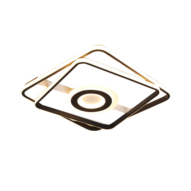 Contemporary Black Acrylic Flush Mount Led Ceiling Light For Living Room - Warm/White