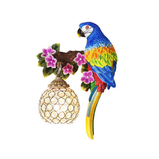 Parrot Wall Sconce With Crystal Lampshade - Gold Finish Right/Left