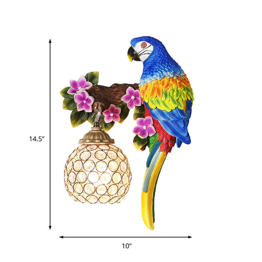 Parrot Wall Sconce With Crystal Lampshade - Gold Finish Right/Left