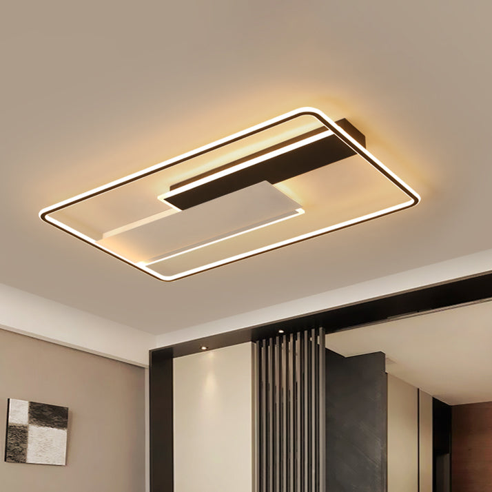 Modern Acrylic Led Flush Mount Ceiling Lamp - Black Warm/White Light 19.5’/37.5