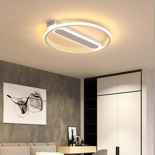Flush Mount Acrylic Led Light For Bedroom Ceiling - Ring Design Warm/White 16/19.5/23.5 Dia White /