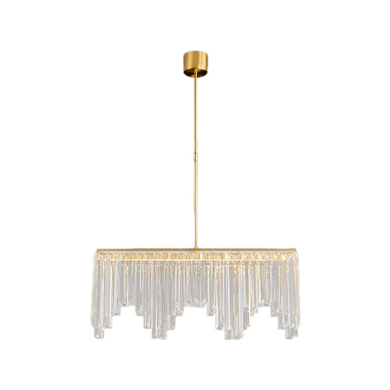 Modern Gold Linear Crystal Led Chandelier Lamp - 24.5’/32’ Wide Pendant Lighting For Living Room
