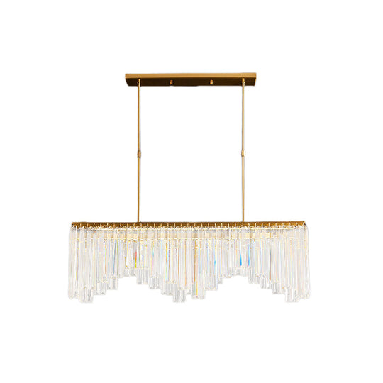 Modern Gold Linear Crystal Led Chandelier Lamp - 24.5’/32’ Wide Pendant Lighting For Living Room
