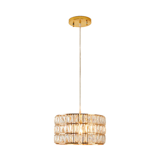 Contemporary Crystal Drum Pendant Light For Stylish Dining Rooms