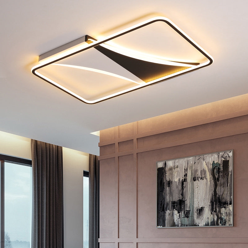 Modern Acrylic Flush Light For Bedroom - Square/Rectangular Ceiling Lighting In Black/White
