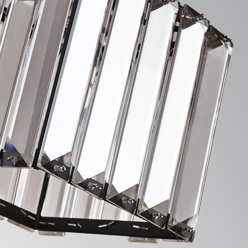 Contemporary Cubic Dining Room Pendant Lamp - 1 Light Black Ceiling With Clear Crystal Block