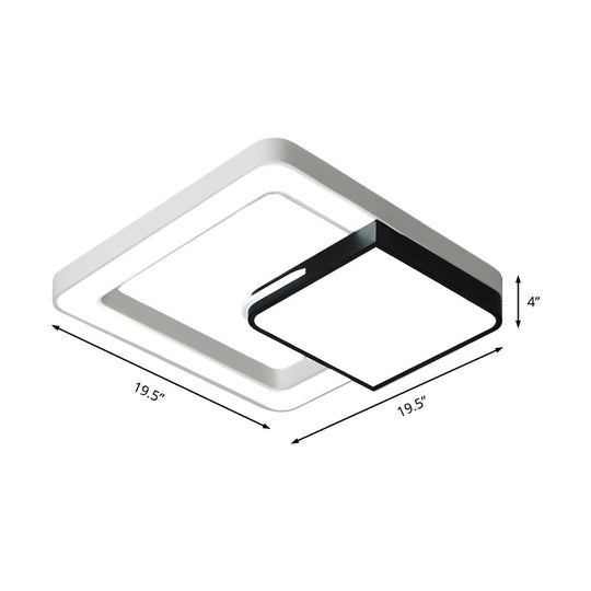 Led Acrylic Square Flush Mount Light: Modern White And Black Ceiling Lamp For Bedroom