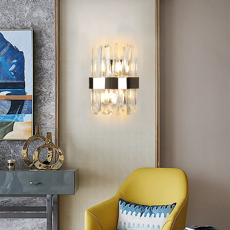 Modern K9 Crystal Sconce Wall Light For Bedroom - Clear Finish