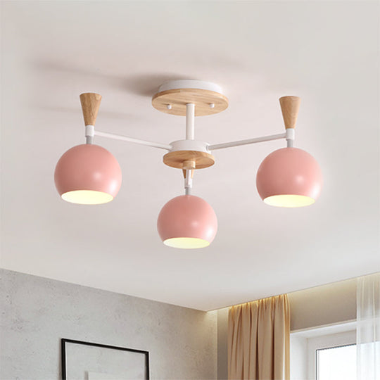 Macaron 3/6/8 - Light Acrylic Dome Ceiling Lamp - Pink/Yellow/Blue Semi Flush Pendant