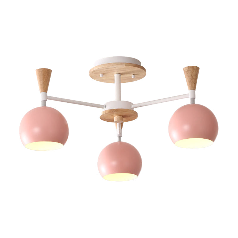 Macaron 3/6/8 - Light Acrylic Dome Ceiling Lamp - Pink/Yellow/Blue Semi Flush Pendant